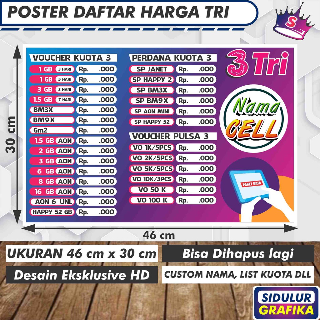 

Poster Harga A3 Tri Custom