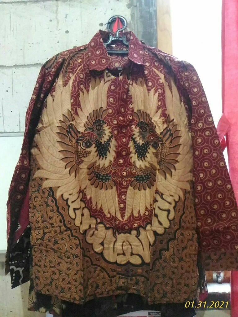 Kemeja Batik Pria Lengan Panjang Size M L Xl Xxl  Bswart Batik Hrb026 Kenongo Hem