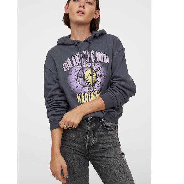Paling Sesuai.. Hoodie H&M Sun And The Moon Original hnm Hoodie sun and the moon grey