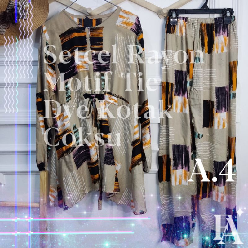 Setcel murah cantik Rayon Tie Dye Kotak Coksu