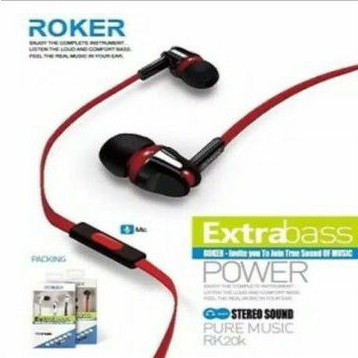 Handsfree Headset Earphone Roker R20k Extra Bass