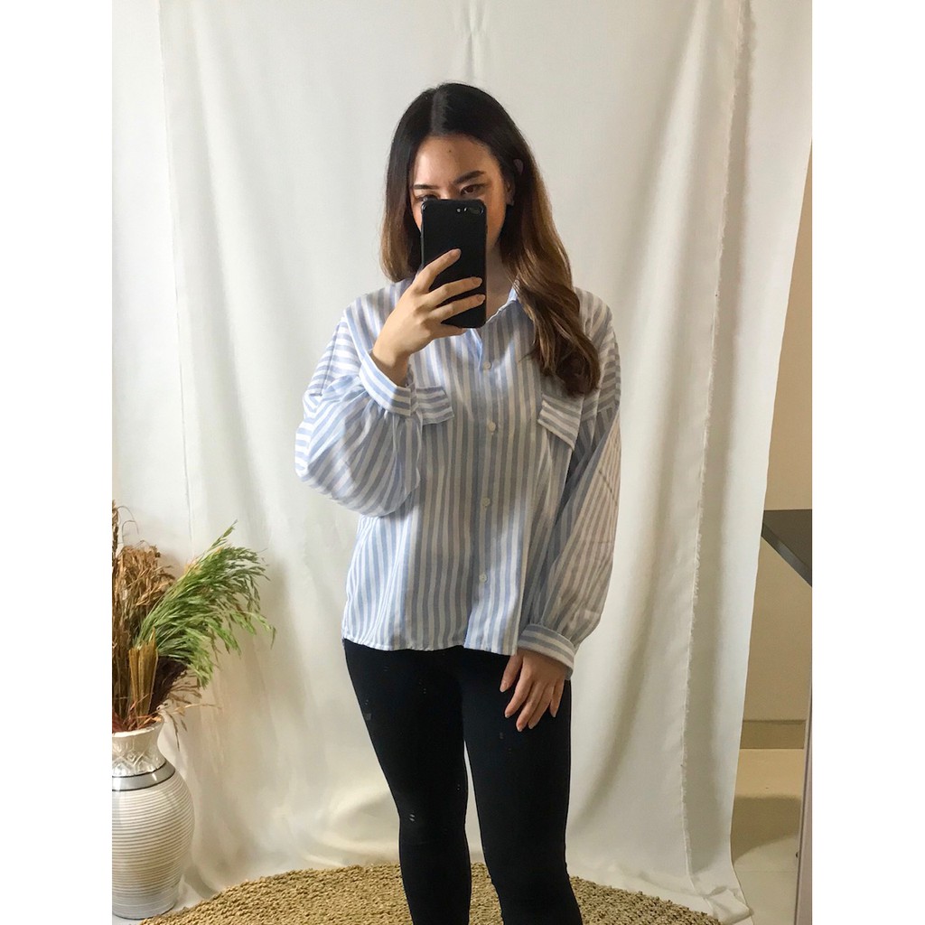 [BISA COD] ELLA TOP - Atasan Kemeja Casual Trendy / Baju Bangkok Premium Import