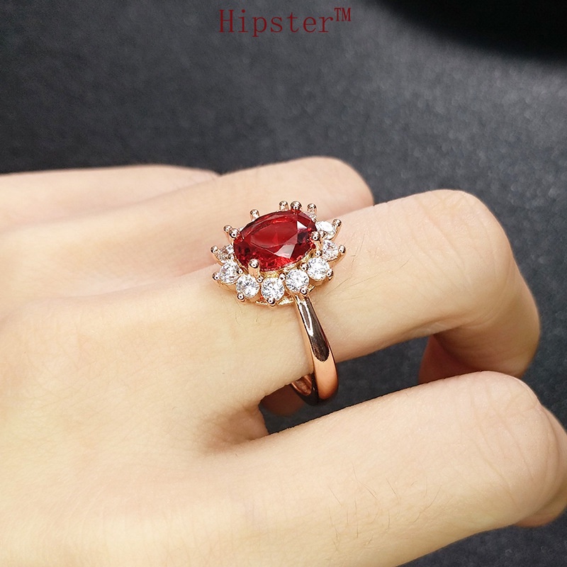 New Hot Fashion Classic Inlaid Full Diamond Ruby Ring