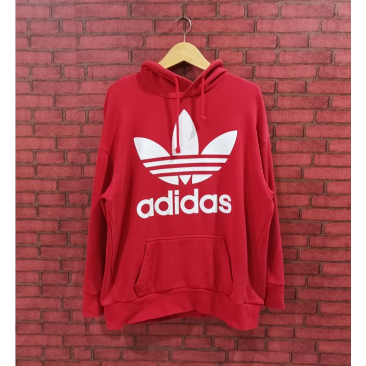 hoodie adidas trefoil merah