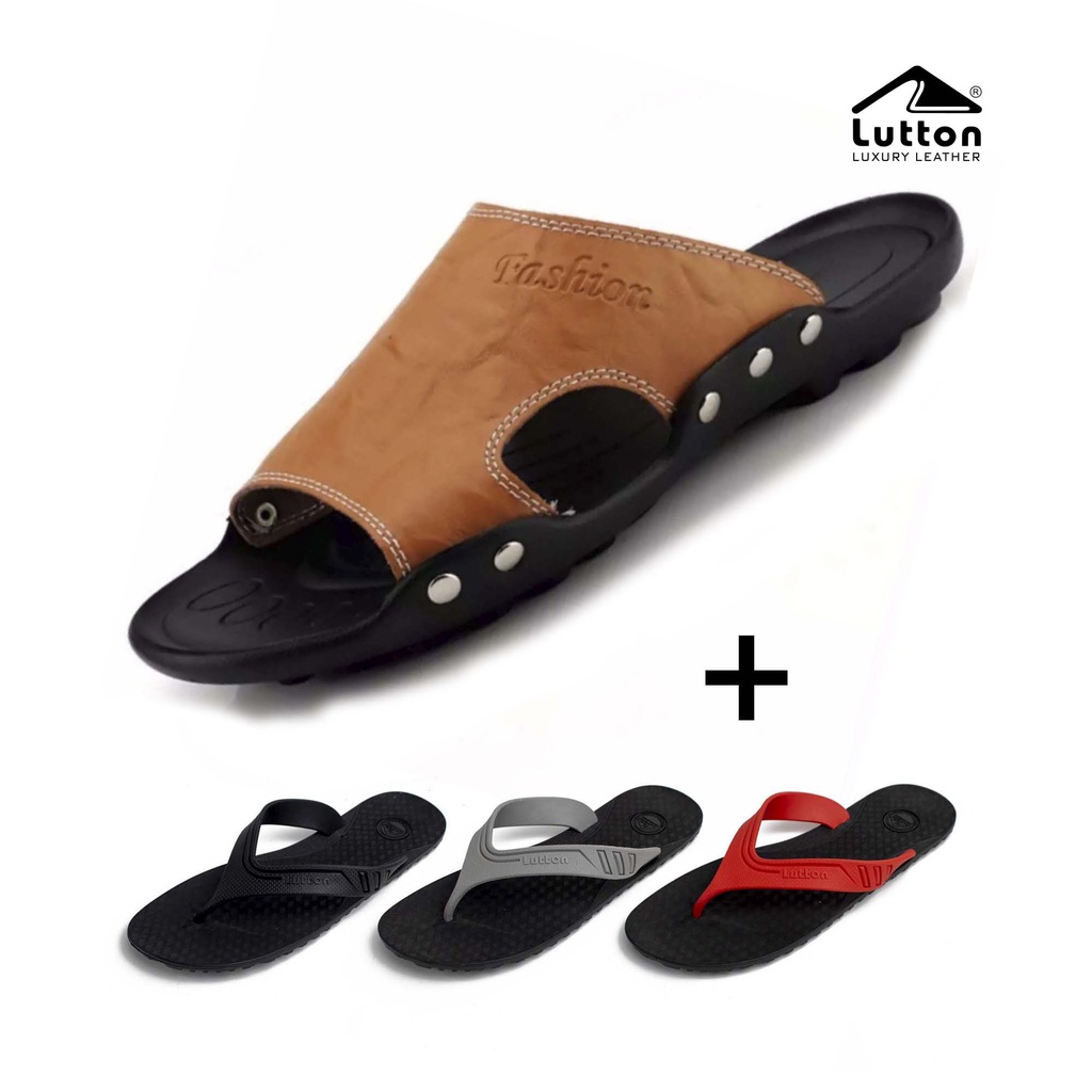 LUTTON - sandal slop kulit pria - SANDAL SLOP PRIA LT02