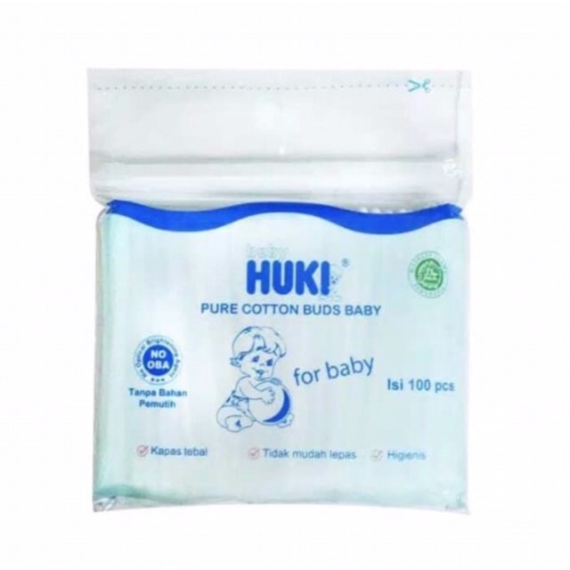 Huki cotton buds for baby 100 pcs ( membersihkan telinga bayi )