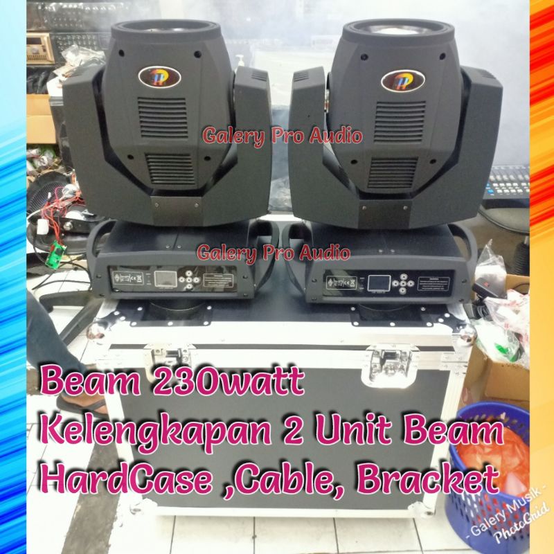 Moving Head Beam 230watt 7R ( 2 unit Beam 230watt + Hardcase + kabel power + kabel conecting + brack