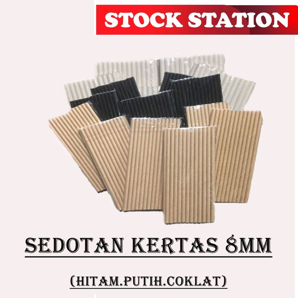 Sedotan Kertas / PAPER STRAW 8mm x 196mm isi 25pcs