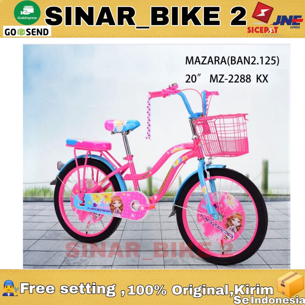 Sepeda Anak Perempuan Mini Keranjang 20 Inch Mazara 2288 KX Ban 2.15