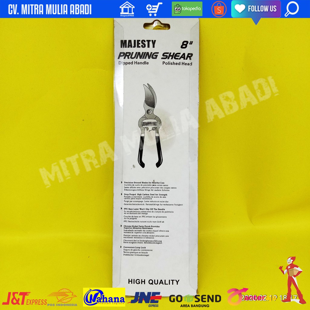 Gunting Stek Dahan Ranting Stainless Steel 8 Inci l Pruning Shear