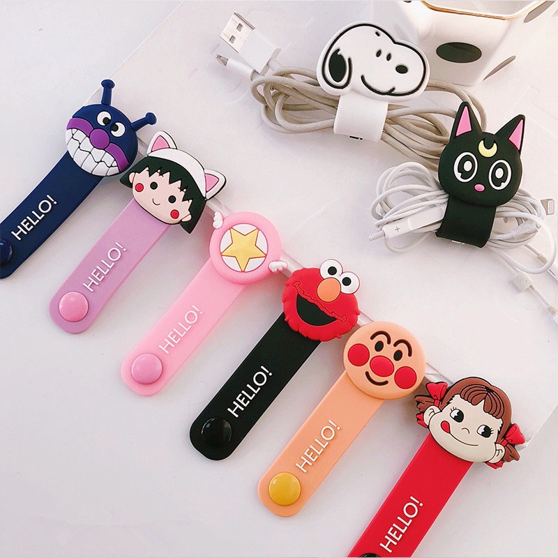 Cartoon USB Cable Bobbin Winder Data line Protector Earphone Wire Cord Organizer Management fastener