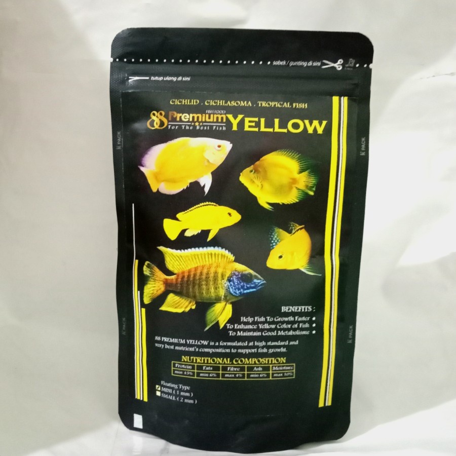 Pelet 88 Premium YELLOW CICHLID 1mm Pellet Pakan Makanan Ikan 100 gram