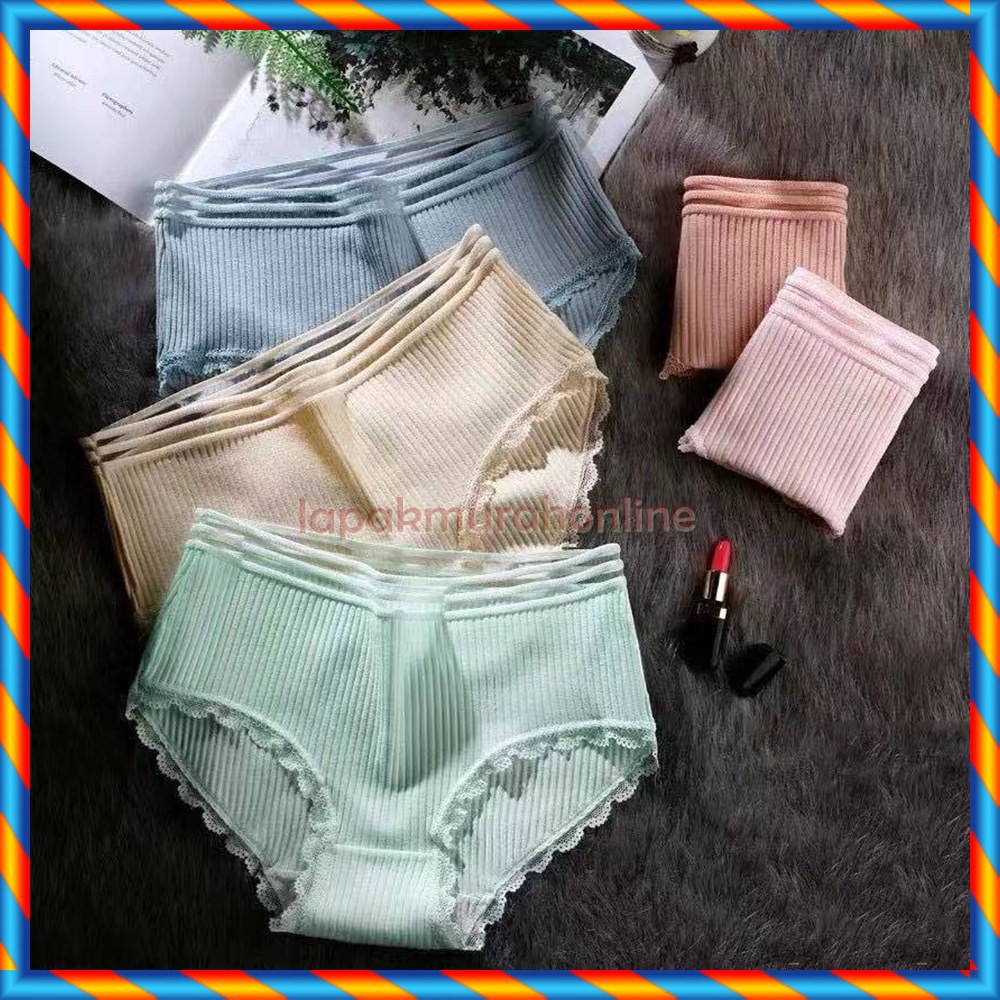 Celana Dalam Mulus Es Sutra Celana Briefs Elastis Seamless Mid Waist Bahan untuk Wanita