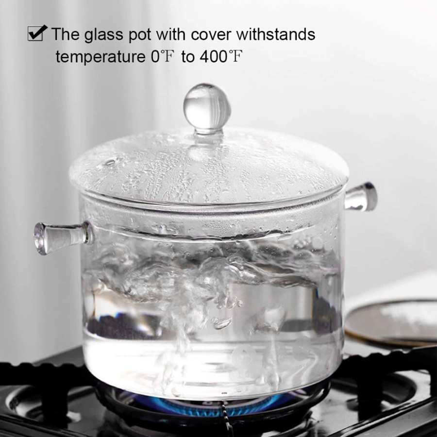 Pot Panci Masak Stewing Soup Pot Borosilicate Glass - YWJ-1265 - Transparent