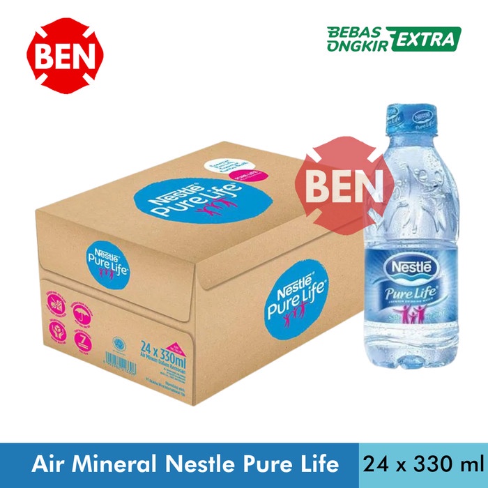 

(BISA COD) Air Mineral Nestle Pure Life 330ml 330 ml Minum Sedang Mini Murah Dus