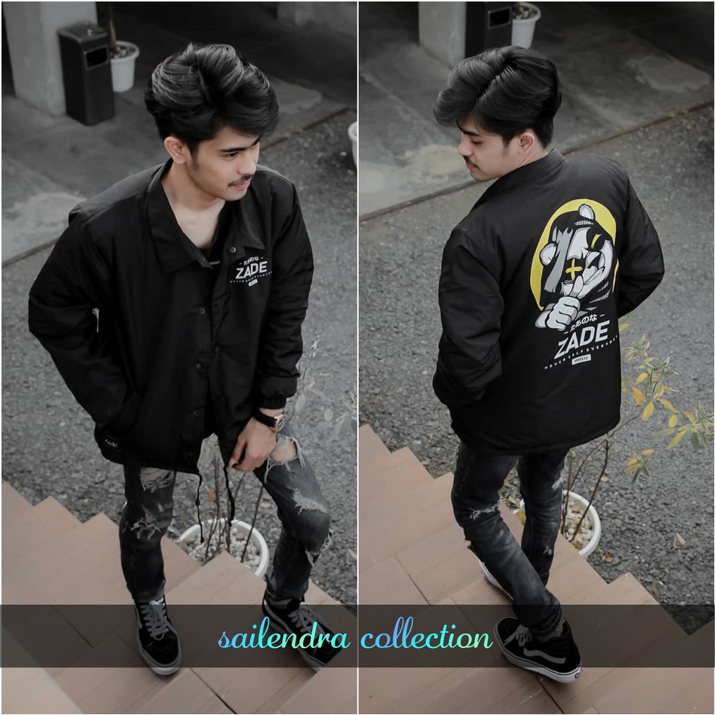 JAKET PRIA - JAKET COACH SALVIO HEXIA - JAKET WINDBREAKER - JAKET PARASUT-Zade Hitam