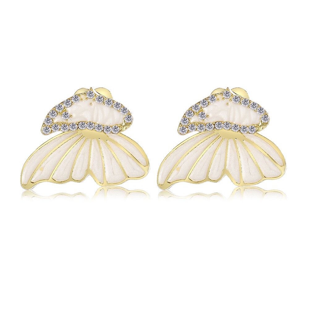 Anting Stud Kristal Resin Bentuk Sayap Kupu-Kupu Untuk Wanita