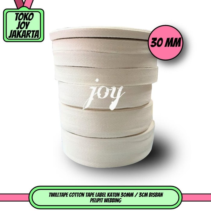 TWILLTAPE COTTON TAPE LABEL KATUN 30MM / 3CM BISBAN PELIPIT WEBBING