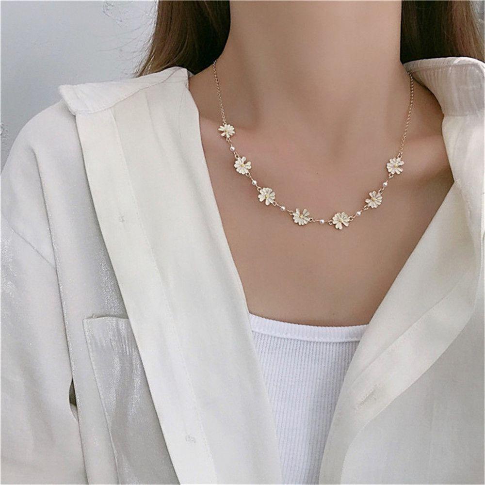 Lily Gelang Krisan Fashion Choker Rantai Alloy Mutiara Buatan