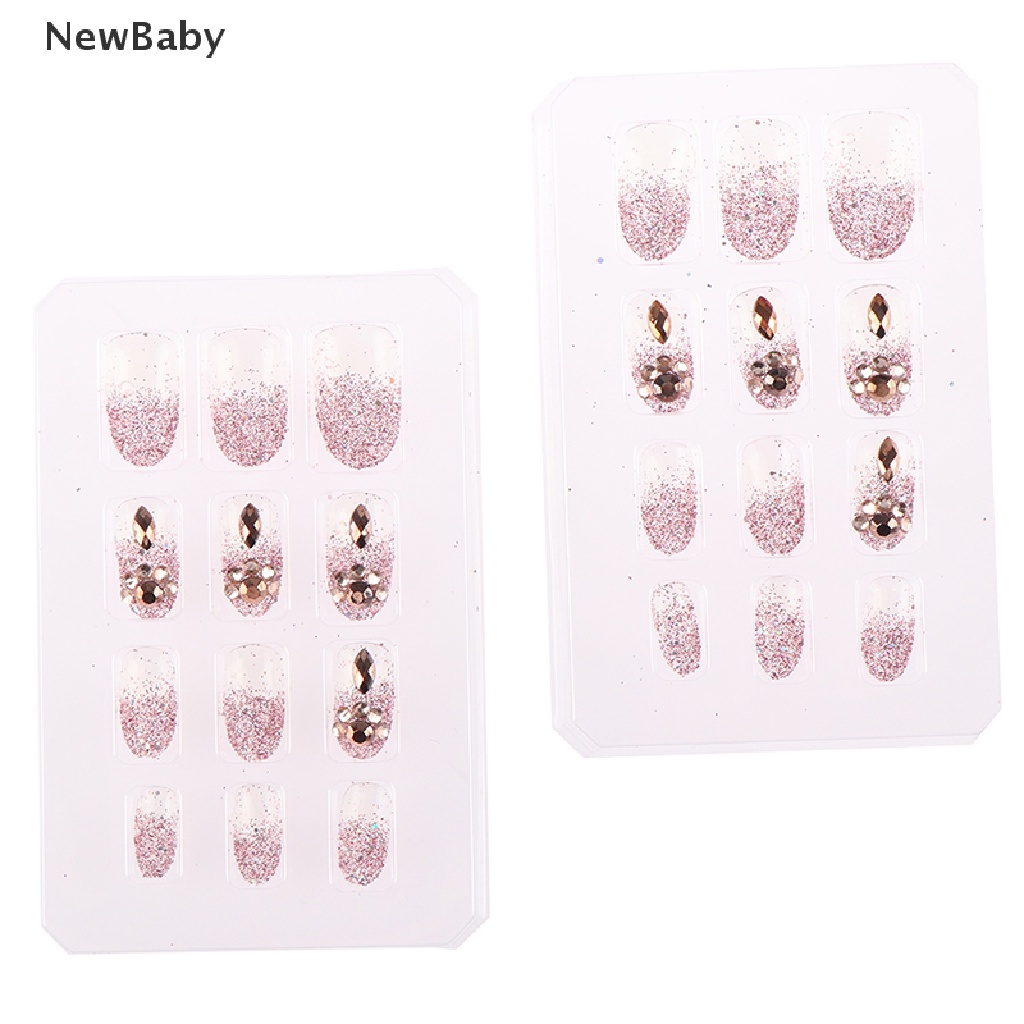 Newbaby 24Pcs / Set Kuku Palsu Akrilik UV gel Untuk Nail art / Manicure