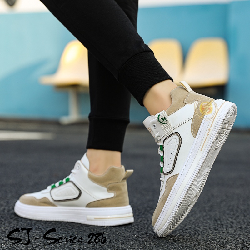 [NOOS] Sepatu Sneakers Boots Tali Fashion Trendy Warna COKLAT Kualitas Import Premium -286