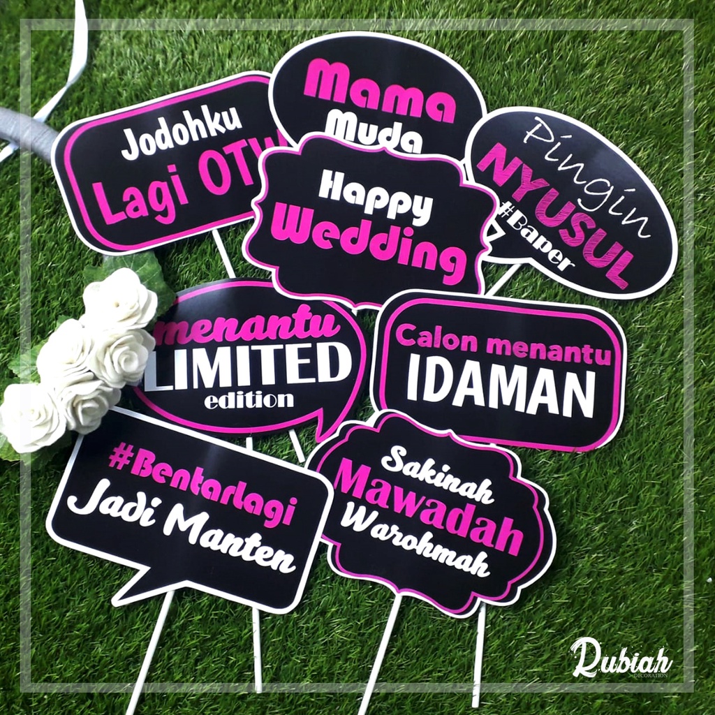 Custom Photo Props / Property Party / Aksesoris Photobooth Pink Black