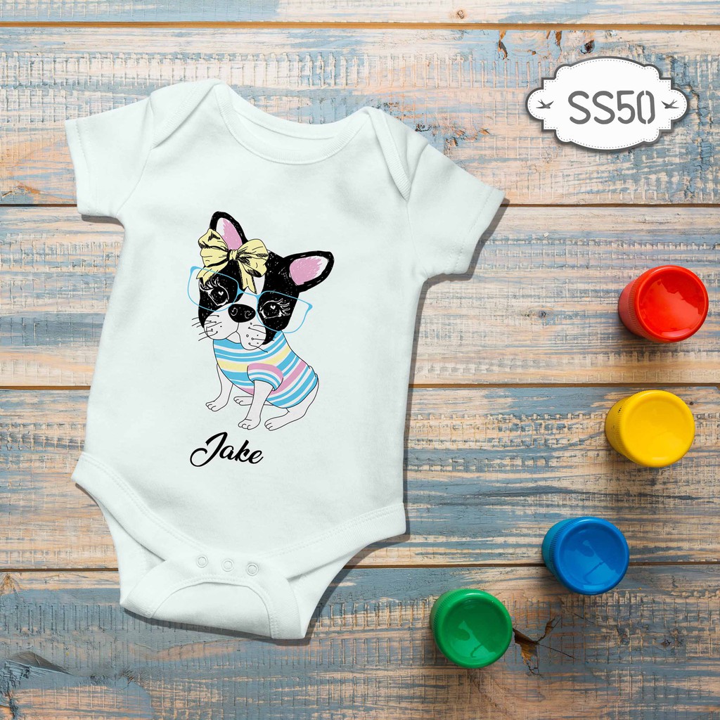 Jumper Baby Girl boy newborn Funny Doggy Cartoon Custom name nama bebas