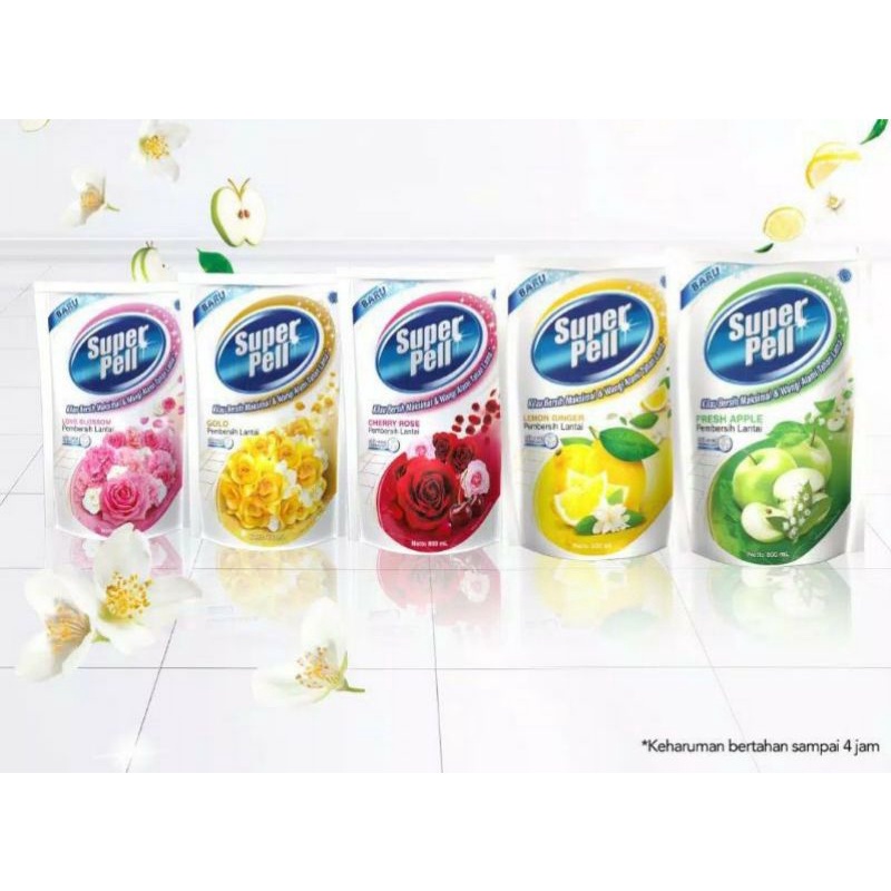SUPER PELL 770ml-SUPER PELL FRESH APPLE LEMON ROSE GOLD PEMBERSIH LANTAI 770 ML-SABUN LANTAI, PEL HA