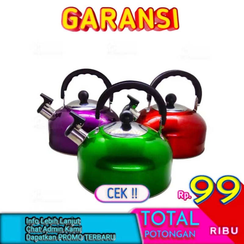 Teko Siul 3 Liter Stainless Whistling Kettle Ceret Masak Air Bunyi 1 Unik Lucu