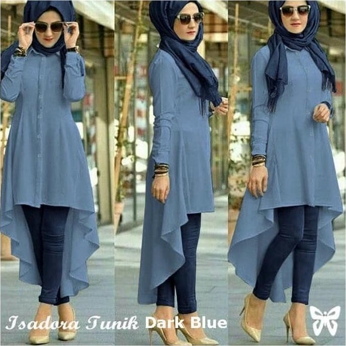 BAJU ATASAN MUSLIM TUNIK ISADORA TUNIK MUSLIM WANITA FASHION WANITA - Putih, L