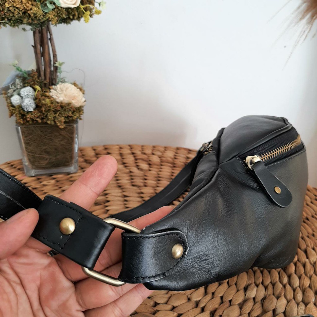 ( Naflah Store ) Tas Pria Kulit Papirut Asli Garut Selempang Fashion Pria Terbaru