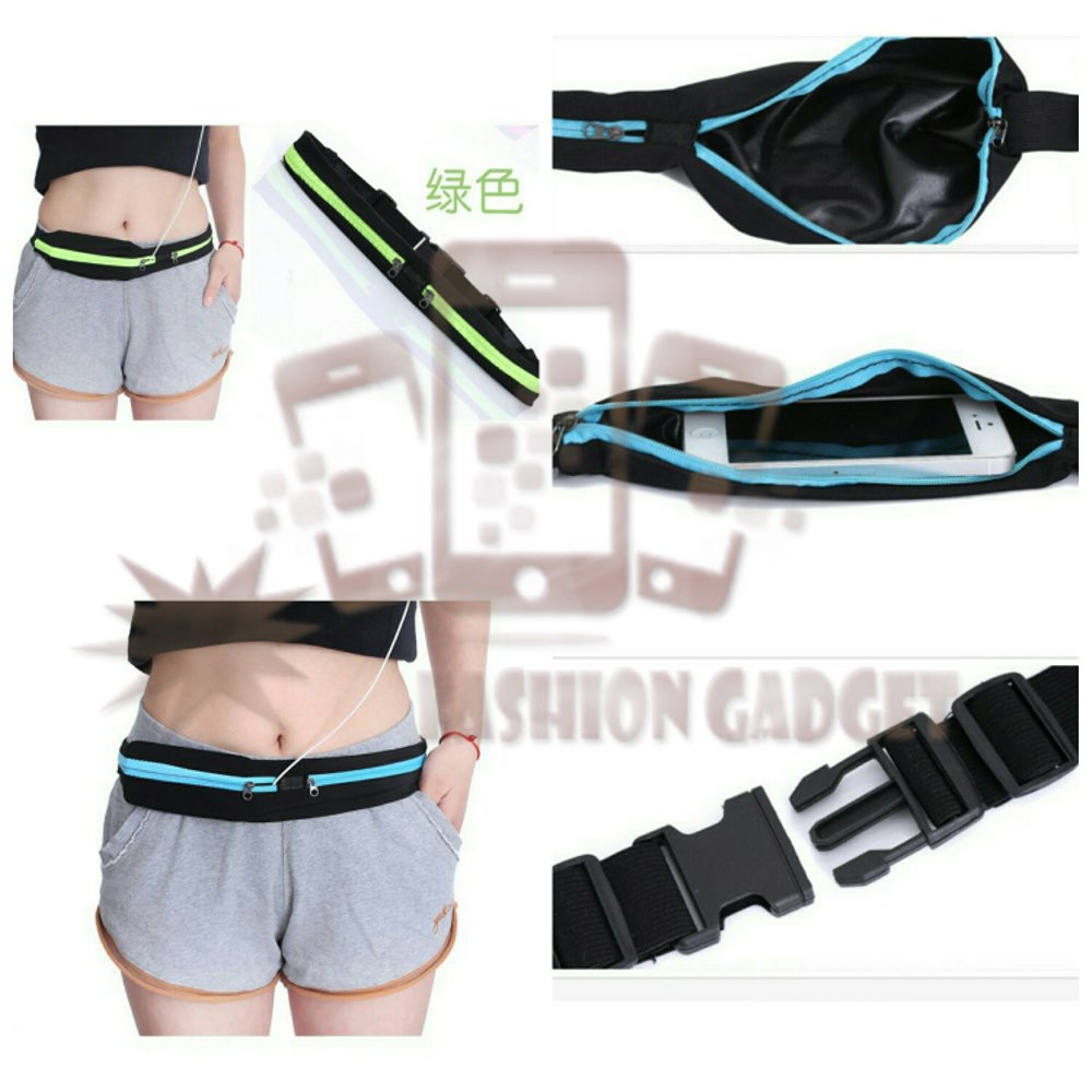 Tas Ikat Pinggang utk Lari / Olahraga / Running Waist Bag Belt 2 KANTONG TAS PINGGANG SPORT BELT