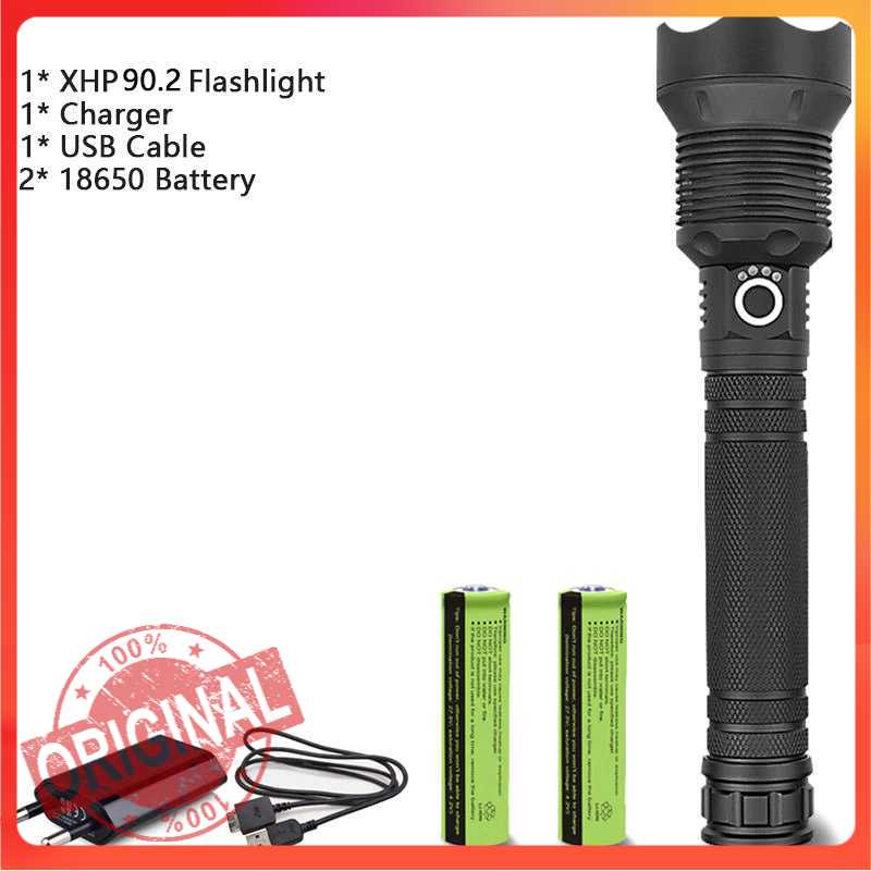 ORIGINAL XLAMP Senter LED USB Recharge XHP90.2 2x18650 + EU Adaptor - JHS522X