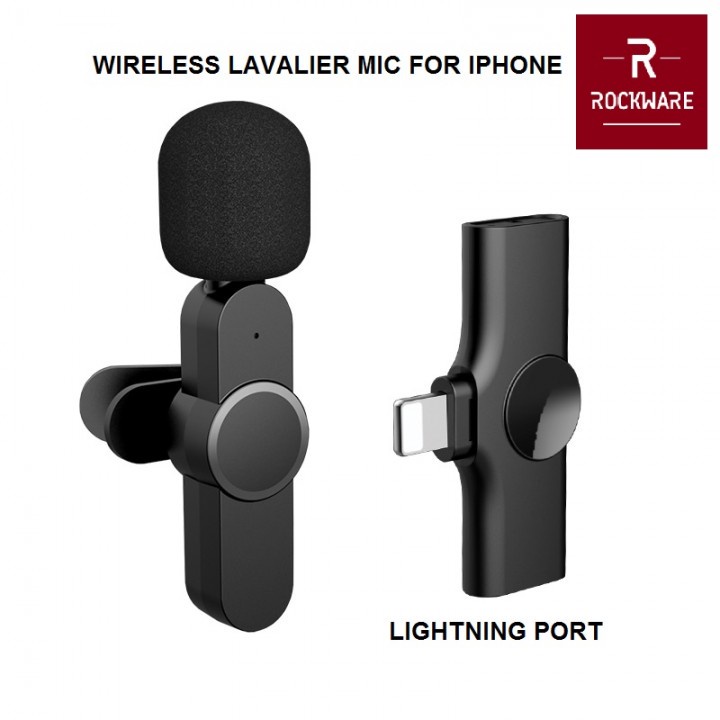 92 ROCKWARE Wireless Clip-On Mini Portable Lavalier Microphone - iPhone