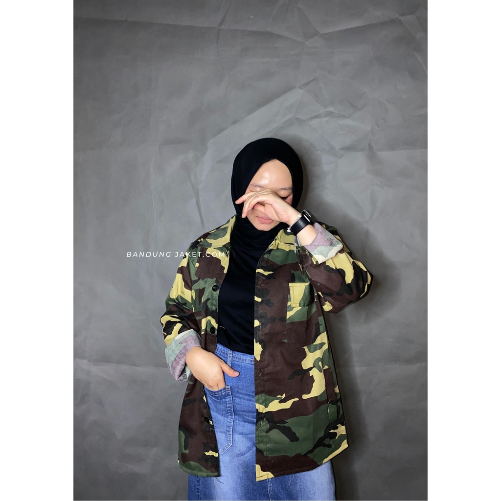 Jakek Semi Parka Loreng II Trucker JAKET Loreng Wanita