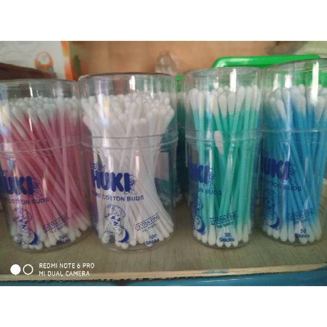 Huki Stik tabung tempat 100 pcs 50 ml Extra Fine Cotton Bud baby koreng kuping telinga bayi dewasa