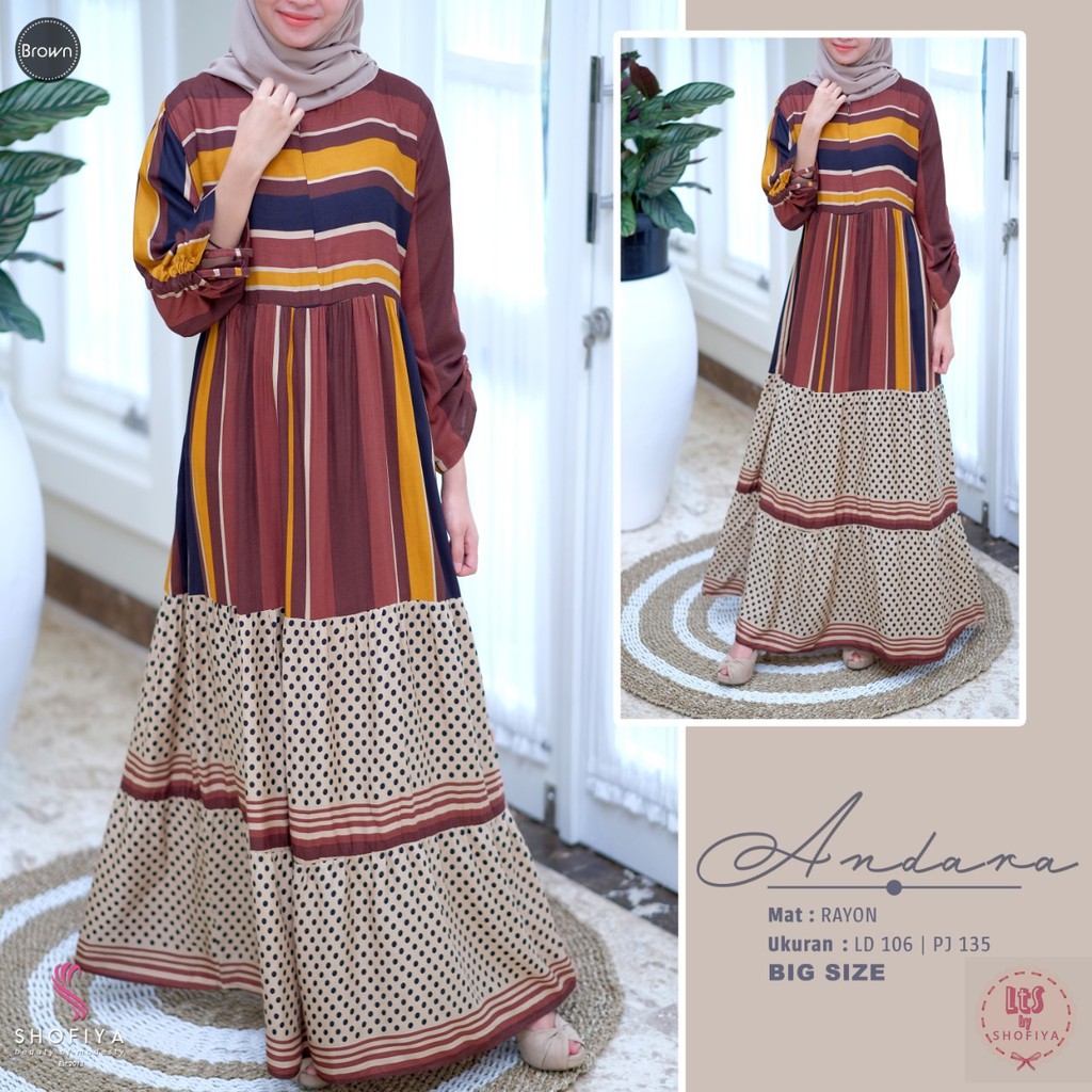 OK - BIG SIZE ANDARA DRESS MAXI ORIGINAL BY SHOFIYA | GAMIS DRESS MAXI | GAMIS DRESS MOTIF TERBARU