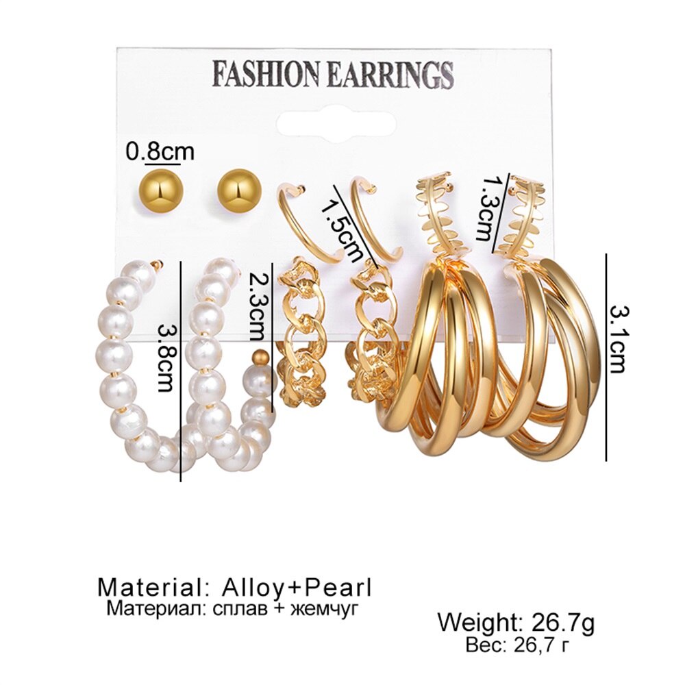 12pcs set Geometirc Round Pearl Hoop Earrings Set For Women Butterfly Snake Hoop Earrings Jewelry Gift