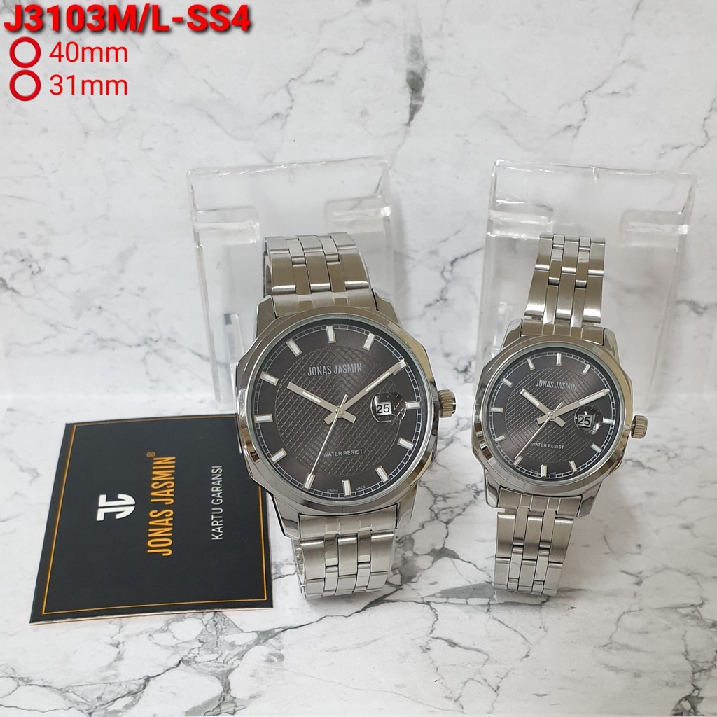 Jam Tangan JONAS JASMIN JJ- 3103/ Fashion Pasangan / Couple Jonas Jasmin JJ3103HM Tanggal Aktif Tali Rantai / JAM TANGAN JONAS JASMIN STAINLESS STEEL