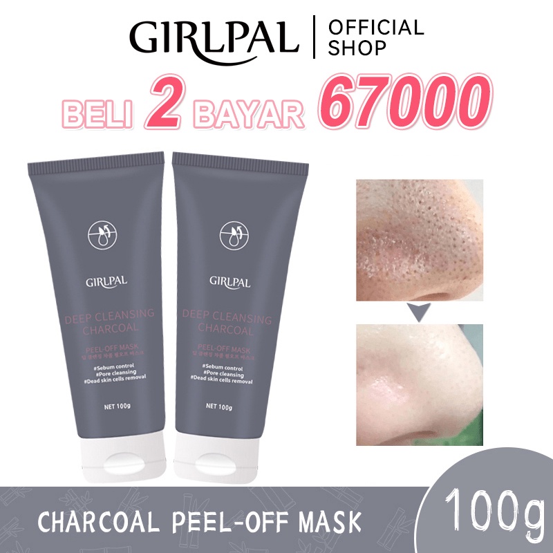 GIRLPAL Charcoal Blackhead Remover Mask 100g Peel Off Masker Wajah ​Hidung - Pembersih Komedo Deep Cleaning Oil Control Mengecilkan Poripori Wajah