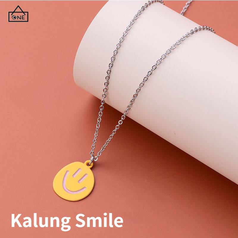 COD❤️Kalung Liontin Smiley Manis Indah Fashion Korea Wanita Korea Sederhana Temperamen Kalung Sahabat Terbaik Girly-A.one