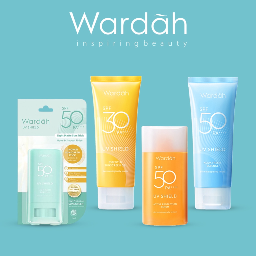 WARDAH SUNSCREEN UV SHIED SPF30/UV SA PROTECTION SPF50/UV SHIELD AQUA FRESH ESSENCE
