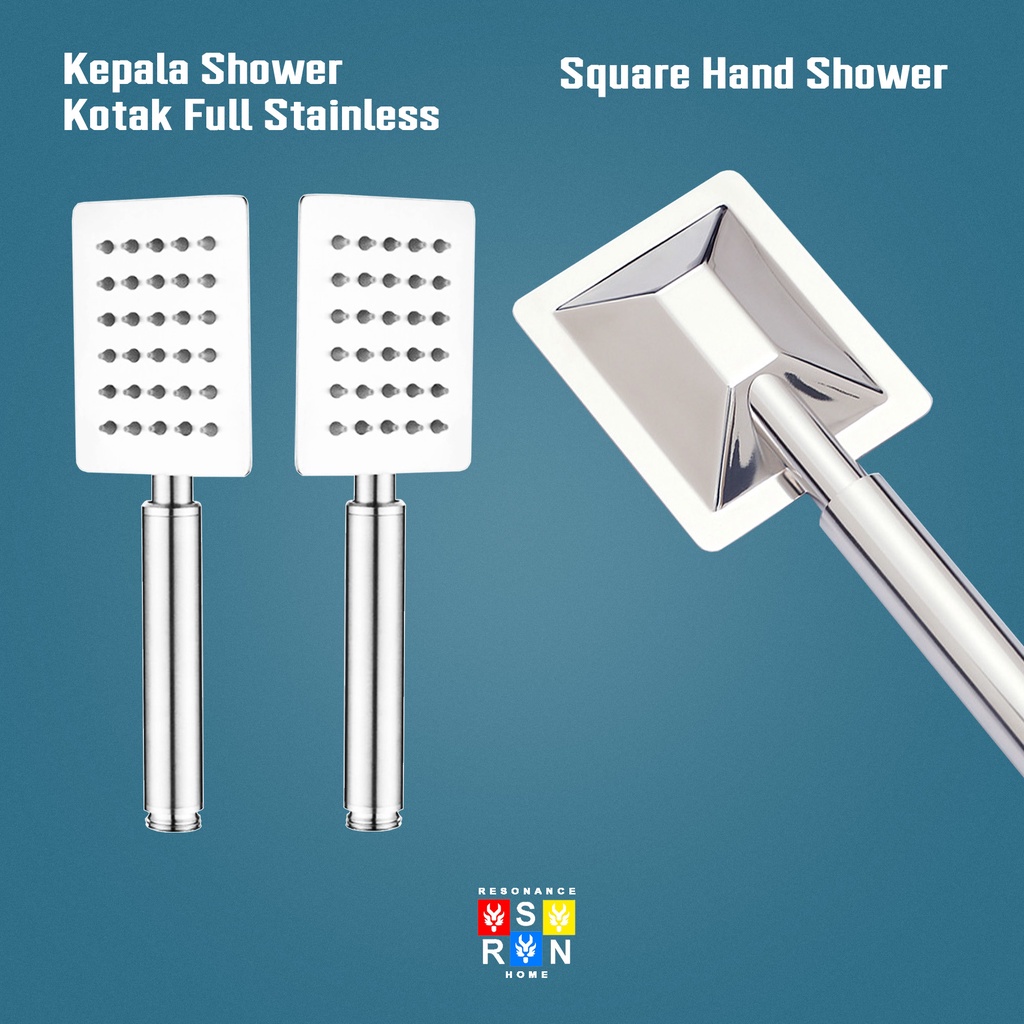 Kepala Hand Shower Mandi Universal Full Stainless SUS 304 Model Kotak Resonance Home