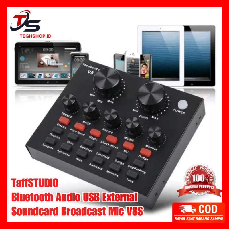 [BEST QUALITY] [100% ORIGINAL] TaffSTUDIO BLUETOOTH AUDIO USB EXTERNAL SOUNDCARD BROADCAST MIC V8S