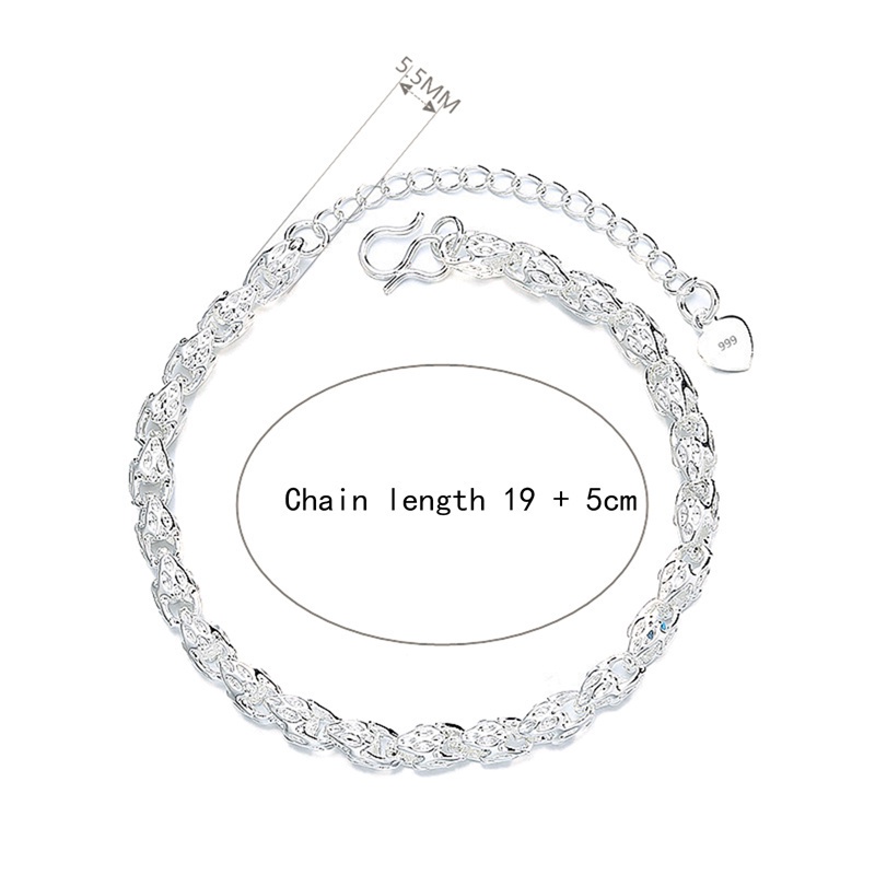 Fancyqube Gelang Lapis Silver Ukuran 4mm Untuk Wanita