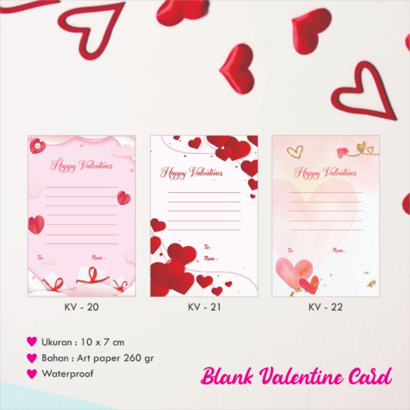 

[25 pcs] Kartu Valentine / Valentine card / Blank Polosan / Nametag / Kartu Pos