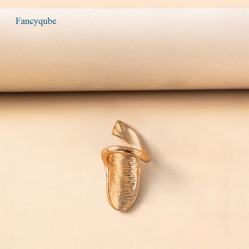 Fancyqube Cincin Kuku Bahan Logam Aksen Berlian Imitasi Model Hollow Untuk Wanita