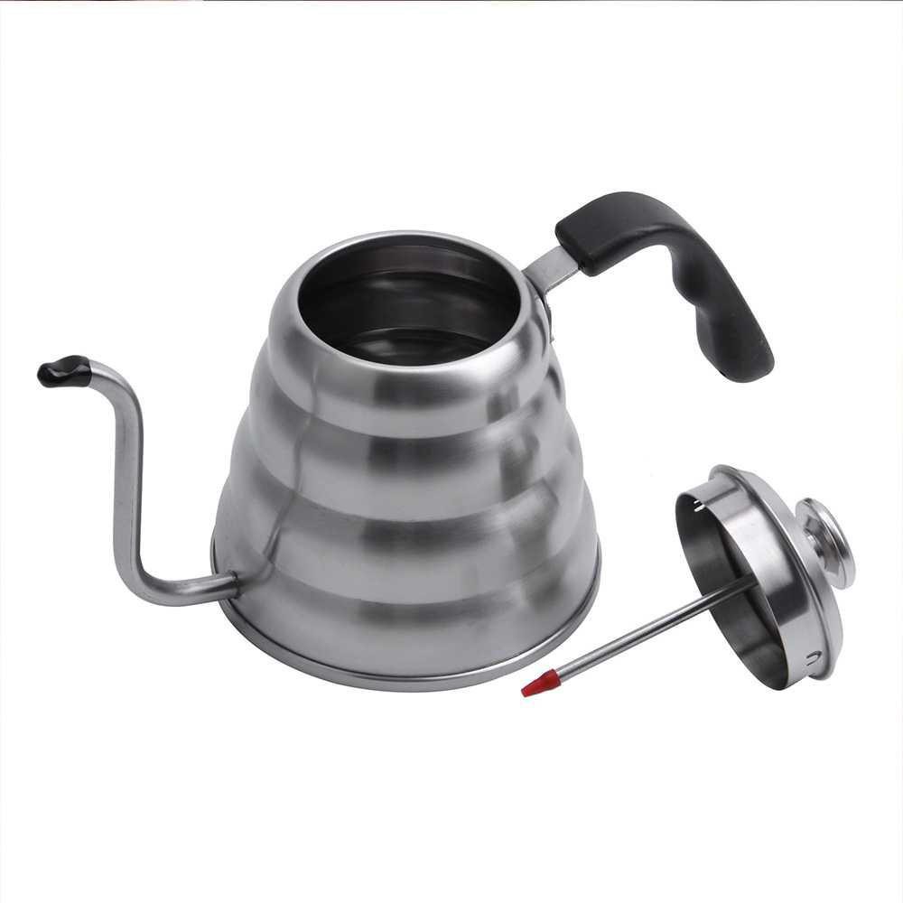 One Two Cups Coffee Maker Pot Drip Teko 1L with Thermometer - LZP-8003 [Silver]