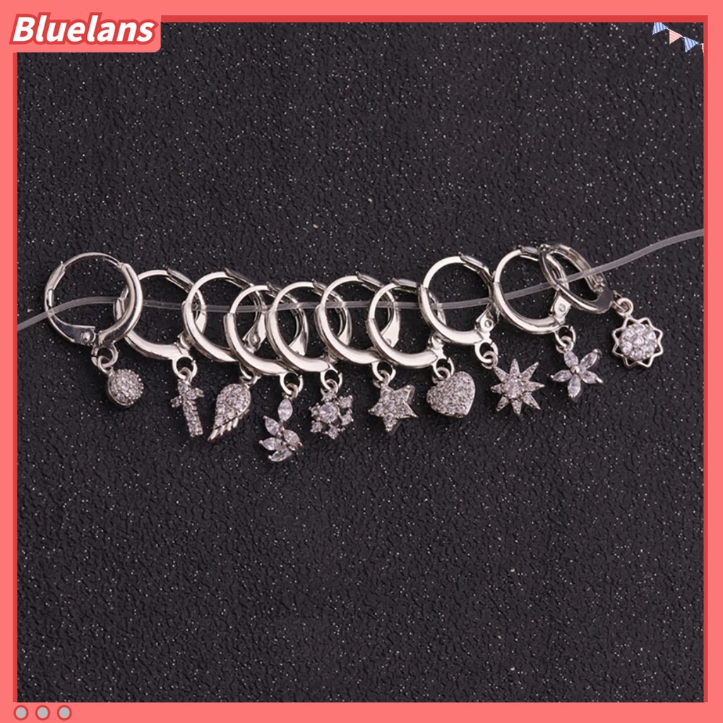 1 Pc Anting Menjuntai Desain Salib Hati Bunga Bahan Cubic Zirconia Untuk Wanita