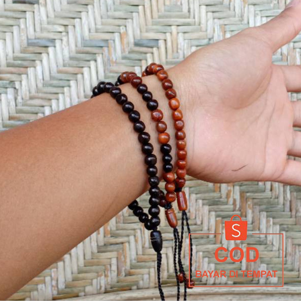 ✅COD Gelang Tasbih Kesehatan Kayu Kaukah Kaokah Kaukkah Kokkah Kokka Koka Asli Original 33 Butir Couple Pria Wanita